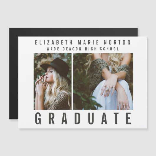 Afstuderen met meerdere foto's modern magnetische uitnodiging (Voorkant / Achterkant)