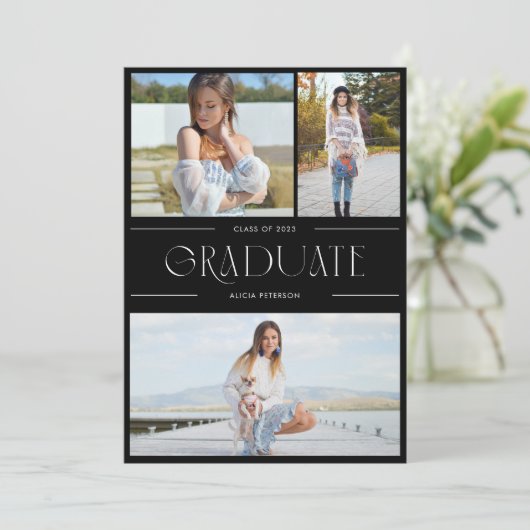 Afstuderen met meerdere foto's nodigt afstudeerder kaart (Staand voorkant)