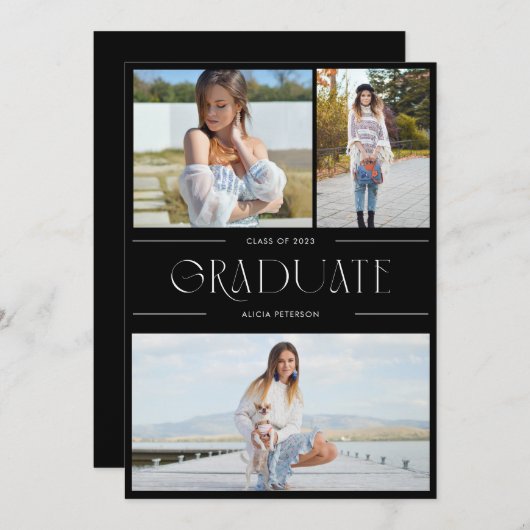 Afstuderen met meerdere foto's nodigt afstudeerder kaart (Voorkant / Achterkant)