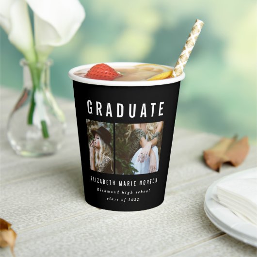 Afstuderen met meerdere foto's zwart-wit papieren bekers (Insitu)