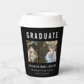 Afstuderen met meerdere foto's zwart-wit papieren bekers (Achterkant)