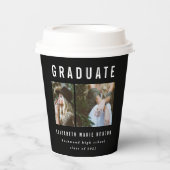 Afstuderen met meerdere foto's zwart-wit papieren bekers (Voorkant)