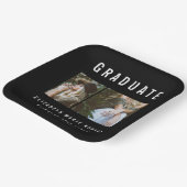 Afstuderen met meerdere foto's zwart-wit papieren bordje (Gebogen)