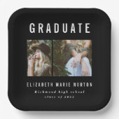 Afstuderen met meerdere foto's zwart-wit papieren bordje (Voorkant)