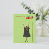 Afstuderen met Meisje Holding Ballonnen Bedankkaart (Staand voorkant)