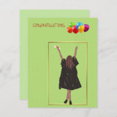 Afstuderen met Meisje Holding Ballonnen Bedankkaart (Voorkant / Achterkant)