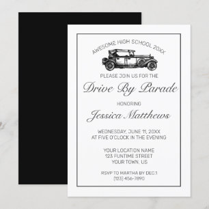 Afstuderen met parade Modern Minimal White Kaart