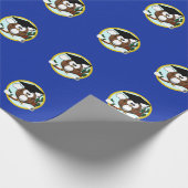 Afstuderen met Pet en diplomatie - blauw en goud Cadeaupapier (Hoek)