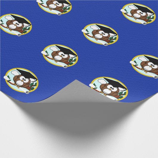 Afstuderen met Pet en diplomatie - blauw en goud Cadeaupapier (Hoek)