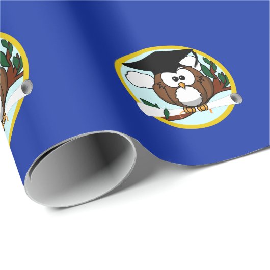 Afstuderen met Pet en diplomatie - blauw en goud Cadeaupapier (Rol Hoek)