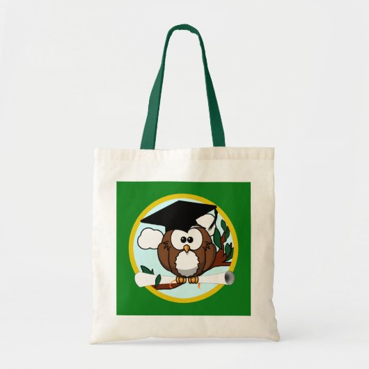 Afstuderen met Pet en diplomatie - groen en goud Tote Bag (Voorkant)