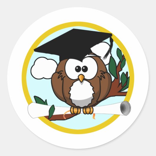 Afstuderen met Pet en diplomatie Ronde Sticker (Voorkant)