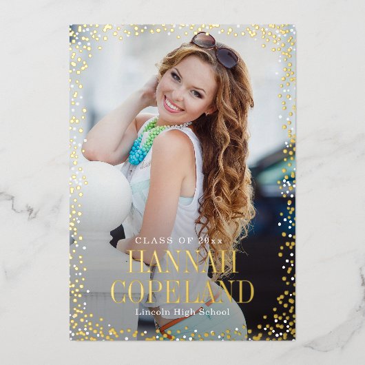 Afstuderen met reservegladde Folie foto Uitnodiging (Voorkant)