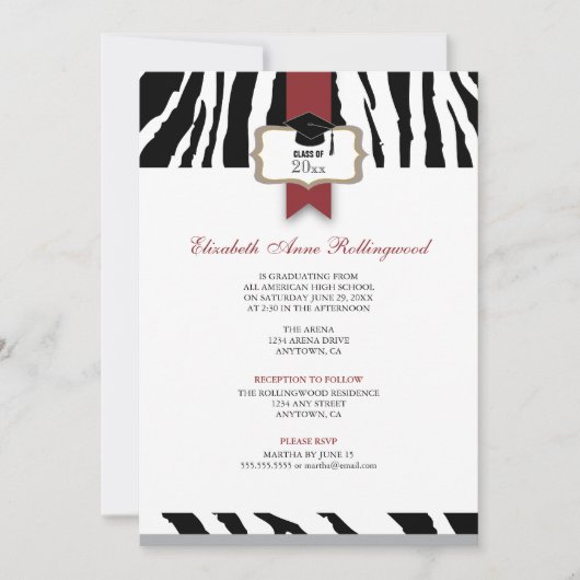 Afstuderen met ribbon Crest Zebra Pattern Kaart (Voorkant)