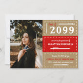 Afstuderen met rode en gouden doosjes en pennen kaart (Voorkant)