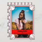 Afstuderen met rode en zwarte honkbal aankondiging (Voorkant / Achterkant)