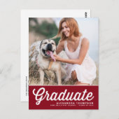 Afstuderen met rode, oude, back-upscript briefkaart (Voorkant / Achterkant)