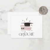 Afstuderen met Roze Boeken, Koffie & Gouden Confet Notitiekaartje (Voorkant / Achterkant in situ)