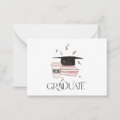 Afstuderen met Roze Boeken, Koffie & Gouden Confet Notitiekaartje (Voorkant)