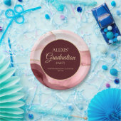 Afstuderen met roze bruine goudmarmer Agate Papieren Bordje (Feest)