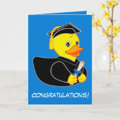Afstuderen met Rubber Ducky Cartoon Kaart (Gele Bloem)