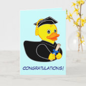 Afstuderen met RubberCartoon Ducky Kaart (Gele Bloem)