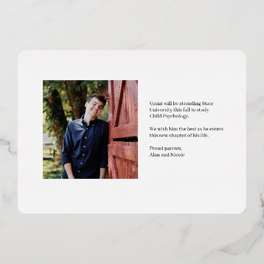 Afstuderen met Varsity Pride Folie EDITABLE KLOR F Folie Uitnodiging (Achterkant)