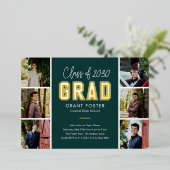 Afstuderen met Varsity Pride Folie EDITABLE KLOR F Uitnodiging (Staand Voorkant)