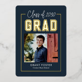 Afstuderen met Varsity Pride Folie EDITABLE KLOR F Uitnodiging (Voorkant)