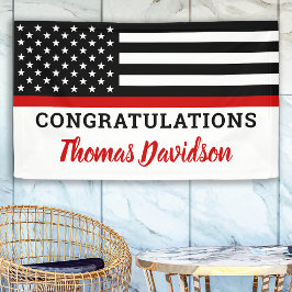 Afstuderen met vuursteentje dunne rode lijn spandoek