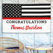 Afstuderen met vuursteentje dunne rode lijn spandoek