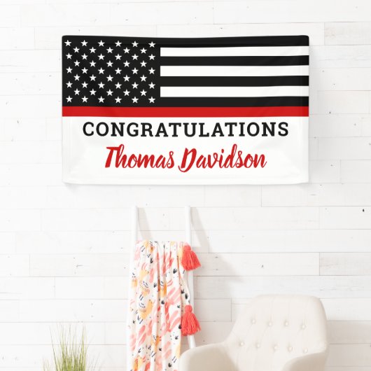 Afstuderen met vuursteentje dunne rode lijn spandoek (Insitu)