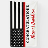 Afstuderen met vuursteentje dunne rode lijn spandoek (Verticaal)