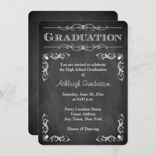 Afstuderen met zwart en wit chrokboard kaart (Voorkant / Achterkant)