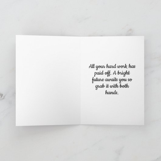 Afstuderen met zwarte en goudgelukwensen kaart (Binnen)