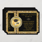 Afstuderen met zwarte en goudglitter kaart (Voorkant / Achterkant)