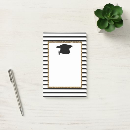 Afstuderen met zwarte en goudglitter post-it® notes (Kantoor)