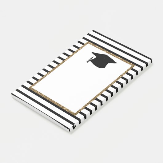 Afstuderen met zwarte en goudglitter post-it® notes (Schuin)