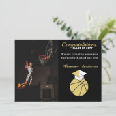 Afstuderen met zwarte en goudhonkbal aankondiging (Staand voorkant)