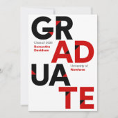 Afstuderen met zwarte en rode, rode, geknipte lett kaart (Voorkant)