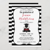 Afstuderen met zwarte en witte streep kaart (Voorkant / Achterkant)