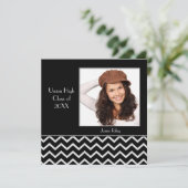 Afstuderen met zwarte en zilver Chevron Kaart (Staand voorkant)