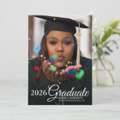 Afstuderen met zwarte goudmarmer voor fotobedekkin aankondiging (Staand voorkant)