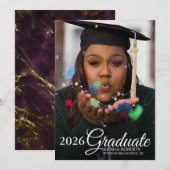 Afstuderen met zwarte goudmarmer voor fotobedekkin aankondiging (Voorkant / Achterkant)