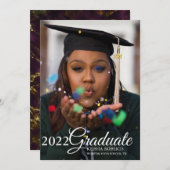 Afstuderen met zwarte goudmarmer voor fotobedekkin aankondiging (Voorkant / Achterkant)