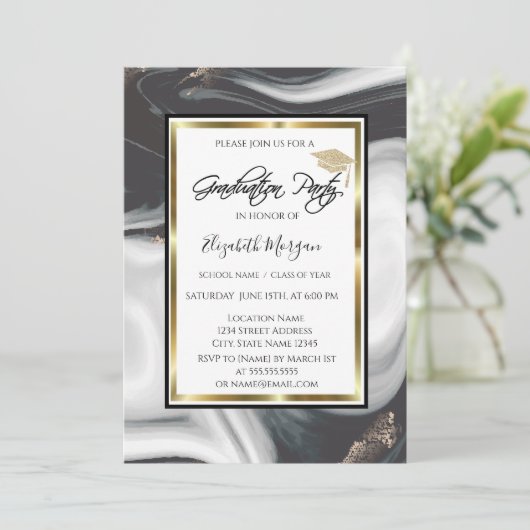 Afstuderen met zwarte kiezelgraafkap kaart (Staand voorkant)