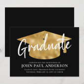 Afstuderen Metallic Gold Afstudeerder Pet Black Af Aankondiging (Voorkant / Achterkant)