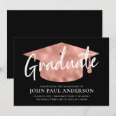 Afstuderen Metallic Roos Gold Pet Black Afstuderen Aankondiging (Voorkant / Achterkant)