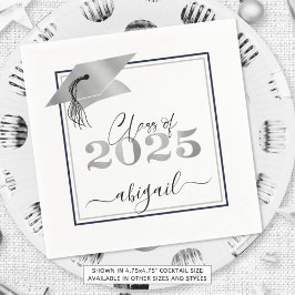 Afstuderen Metallic Silver Script Class of 2025 Servet