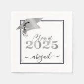 Afstuderen Metallic Silver Script Class of 2025 Servet (Voorkant)